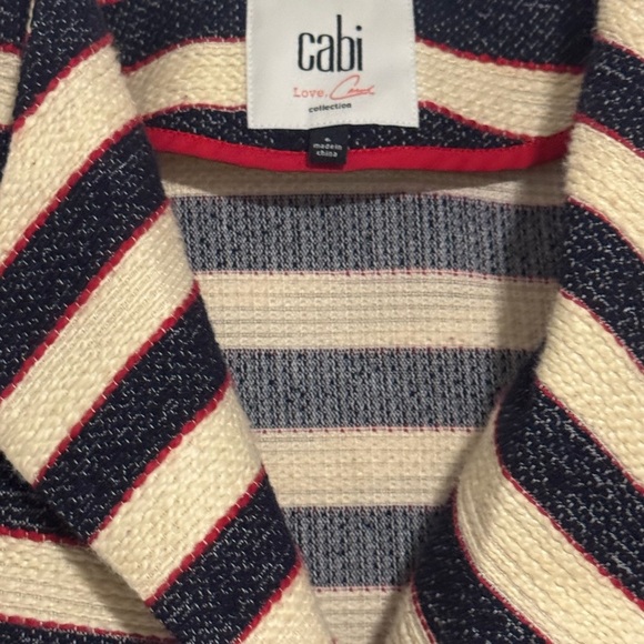 Cabi Cruise Jacket Nautical Striped Blazer Navy Red White Double Breasted Size 6 - Picture 3 of 9